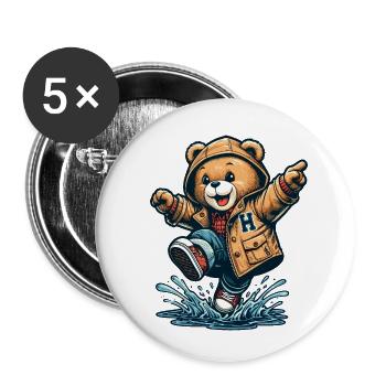 Teddy dancing in the rain 2 - Buttons small 1''/25 mm (5-pack) - white - Front