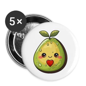 Avocado with Heart, Valentine's Day, Couple, Kawaii - Buttons small 1''/25 mm (5-pack) - white - Front