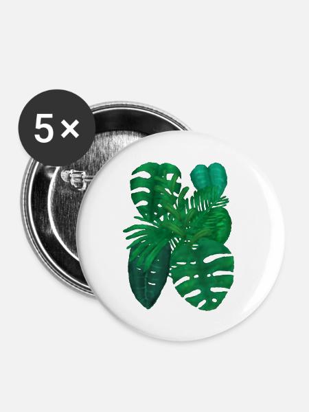 tropical plants - Buttons klein 25 mm (5er Pack) - Weiß