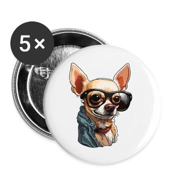 Chihuahua / small dog / animal / tiny / breed - Buttons small 1''/25 mm (5-pack) - white - Front