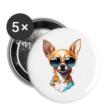Chihuahua / small dog / animal / tiny / breed - Buttons small 1''/25 mm (5-pack) - white - Front