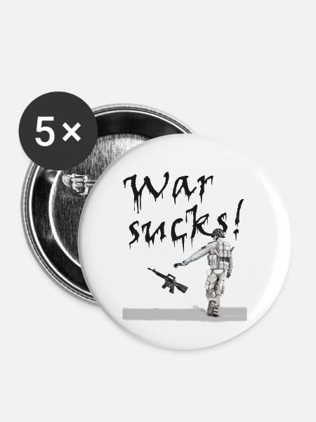 War Sucks - Buttons klein 25 mm (5er Pack) - Weiß