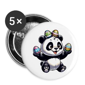 Cute Panda & Funny Easter Eggs - Buttons small 1''/25 mm (5-pack) - white - Front