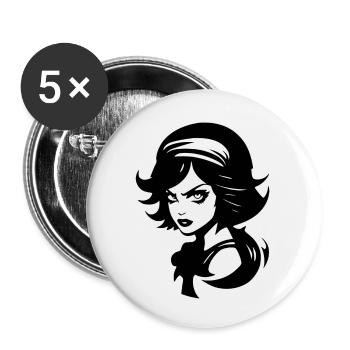 Angry Bad Girl - Buttons small 1''/25 mm (5-pack) - white - Front