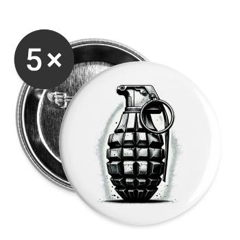 Explosive Charge: Hand Grenade - Buttons small 1''/25 mm (5-pack) - white - Front
