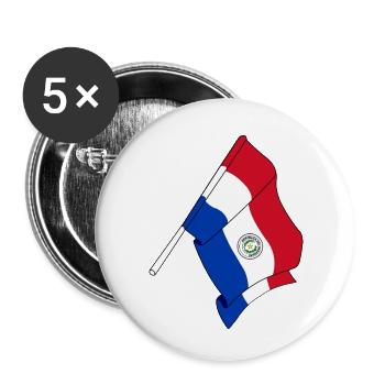 Drapeau du Paraguay - Lot de 5 petits badges (25 mm) - blanc - Devant