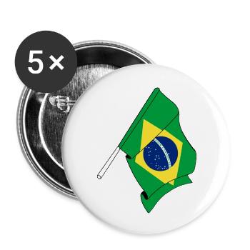 Flag of Brazil - Buttons small 1''/25 mm (5-pack) - white - Front