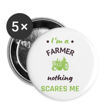 Ich bin ein Landwirt Humor Traktor Landwirtschaft - Buttons klein 25 mm (5er Pack) - Weiß - Vorne