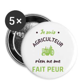 Je suis agriculteur humour tracteur agriculture - Lot de 5 petits badges (25 mm) - blanc - Devant