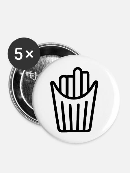 Pommes Frites Tüte - Buttons klein 25 mm (5er Pack) - Weiß