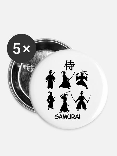 SamuraiJapanischer Schwertkämpfer - Buttons klein 25 mm (5er Pack) - Weiß
