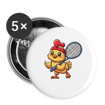 Poulet et poussins de tennis : l’ du club - Lot de 5 petits badges (25 mm) - blanc - Devant