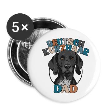 Chiens de papa allemands à poil court Chiens de chasse Wilsigns - Lot de 5 petits badges (25 mm) - blanc - Devant