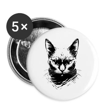 Black Cat - Buttons small 1''/25 mm (5-pack) - white - Front