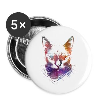 Colorful Cats - Buttons small 1''/25 mm (5-pack) - white - Front