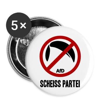 ANTI AFD SCHEISS PARTEI - Buttons klein 25 mm (5er Pack) - Weiß - Vorne