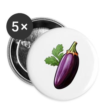 Aubergine - Lot de 5 petits badges (25 mm) - blanc - Devant