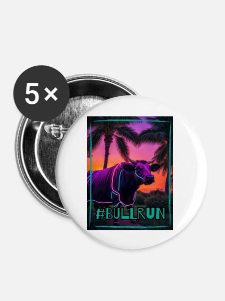 Bull Run - Buttons klein 25 mm (5er Pack) - Weiß