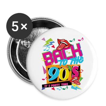 BACK TO THE 90 S IT S PARTY TIME - Buttons small 1''/25 mm (5-pack) - white - Front