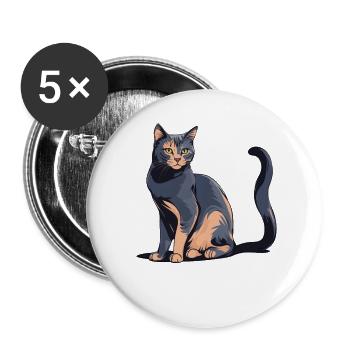Süße Maine Coon Katze Siam Geschenk Idee Haustier - Buttons klein 25 mm (5er Pack) - Weiß - Vorne