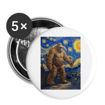 Bigfoot, Big Foot, Van Gogh, Starry Night - Buttons small 1''/25 mm (5-pack) - white - Front