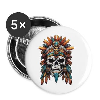 Mayan / Hochkultur / Peru / Maya Kalender / Motiv - Buttons klein 25 mm (5er Pack) - Weiß - Vorne