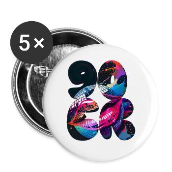90er,discokugel,party,schrift,mund,retro - Buttons klein 25 mm (5er Pack) - Weiß - Vorne