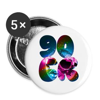90er,discokugel,party,schrift,mund,retro - Buttons klein 25 mm (5er Pack) - Weiß - Vorne