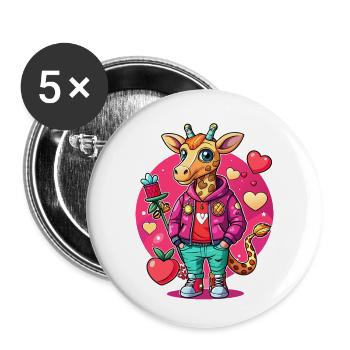 Giraffe Parade: Cool Giraffe - Buttons small 1''/25 mm (5-pack) - white - Front