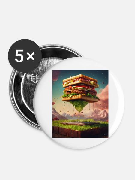 3D Burgerwürfel: Digitale Kunst - Buttons klein 25 mm (5er Pack) - Weiß