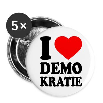 i love demokratie - Buttons klein 25 mm (5er Pack) - Weiß - Vorne