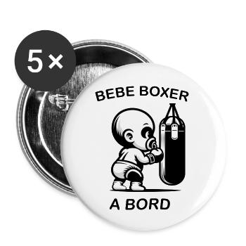 Bébé BOXER à bord - Lot de 5 petits badges (25 mm) - blanc - Devant
