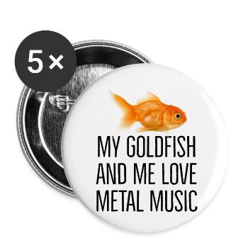 My goldfish and me love metal music - Buttons klein 25 mm (5er Pack) - Weiß - Vorne