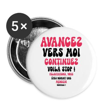 Humour Super Cadeau Pour Médecin - Lot de 5 petits badges (25 mm) - blanc - Devant