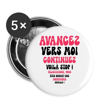 Humour Super Cadeau Pour Infirmière - Lot de 5 petits badges (25 mm) - blanc - Devant