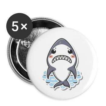 Hai-Liebhaber - Buttons klein 25 mm (5er Pack) - Weiß - Vorne