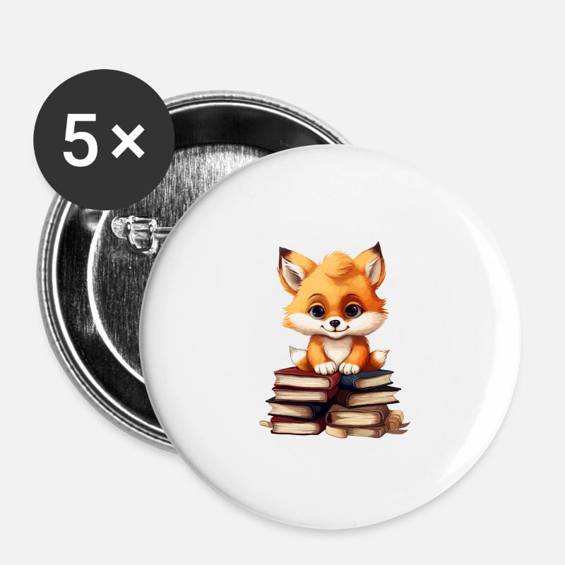 Lesefuchs - Buttons klein 25 mm (5er Pack) - Weiß