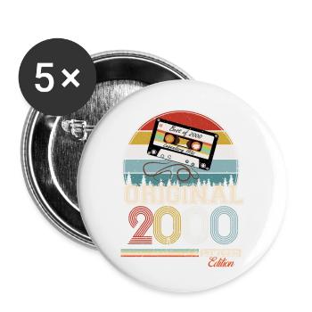 Elegantes Retro-Geschenk: 2000 Vintage - Buttons klein 25 mm (5er Pack) - Weiß - Vorne