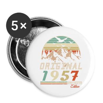 1957 vintage anniversaire rétro vintage cadeau - Lot de 5 petits badges (25 mm) - blanc - Devant