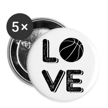 Basketball - Buttons klein 25 mm (5er Pack) - Weiß - Vorne