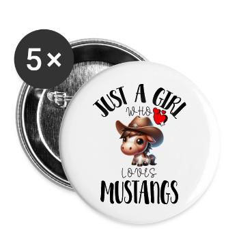 "Wild West Girl T-Shirt - Love of Horses" - Buttons small 1''/25 mm (5-pack) - white - Front