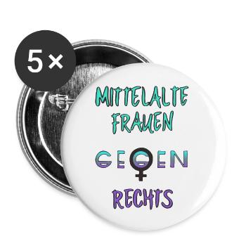 Mittelalte Frauen gegen Rechts MFGR2 - Buttons klein 25 mm (5er Pack) - Weiß - Vorne