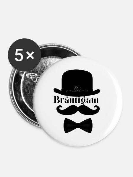 Bräutigam Gentleman - Buttons klein 25 mm (5er Pack) - Weiß