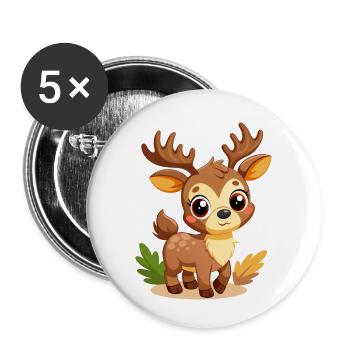 Cute Baby Moose - Buttons small 1''/25 mm (5-pack) - white - Front