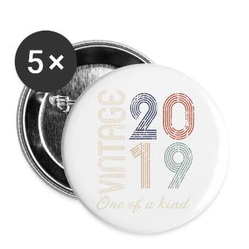5-jähriges Jubiläum 2019 - Vintage-Retro-Geschenkidee - Buttons klein 25 mm (5er Pack) - Weiß - Vorne