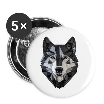 Husky polygonal - Lot de 5 petits badges (25 mm) - blanc - Devant