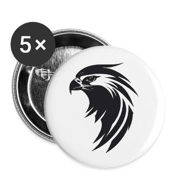 Aigle Oiseau de proie tête - Lot de 5 petits badges (25 mm) - blanc - Devant