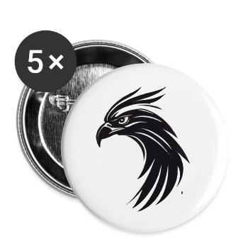 Aigle Oiseau de proie tête - Lot de 5 petits badges (25 mm) - blanc - Devant