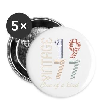 47. Geburtstag 1977 - Vintage Retro Geschenkidee - Buttons klein 25 mm (5er Pack) - Weiß - Vorne