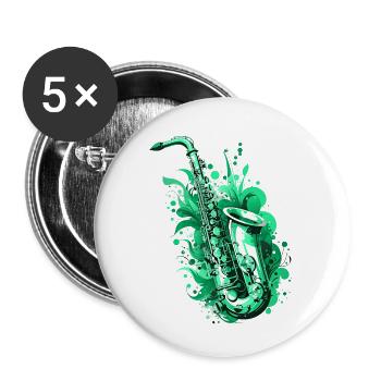 saxophone musique rétro heavy metal Hard Rock Punk - Lot de 5 petits badges (25 mm) - blanc - Devant